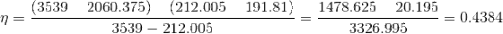 (3539 - 2060.375) - (212.005-191.81) 1478.625 20.195 = 0.4384 3539 - 212.005 3326.995