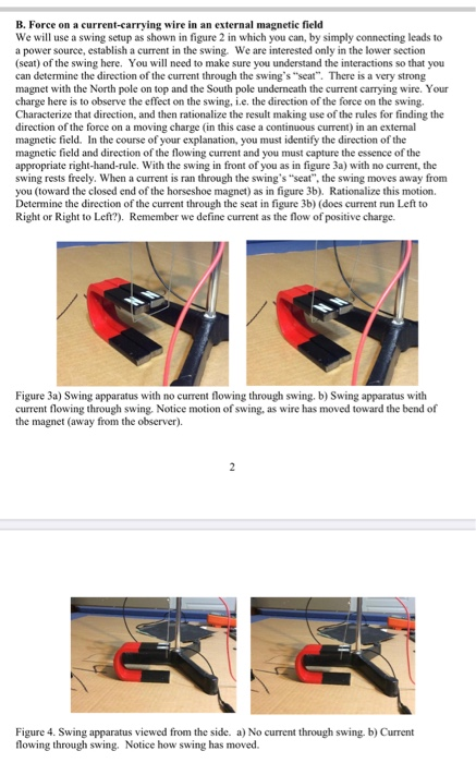 B. Force on a current-carrying wire in an external magnetic field We will use a swing setup as shown in figure 2 in which you