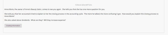 FORUM DESCRIPTION Anne Marie, the owner of Annes Beauty Salon, comes to see you again. She tells you that she has one more q