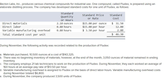 Becton Labs, Inc., produces various chemical compounds for industrial use. One compound, called Fludex, is prepared using an