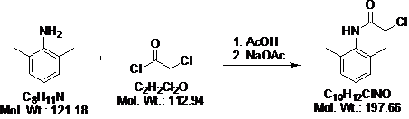 a 1. ACOH 2. NaOac . NaDAE CI CI CHUN Mol WL: 121.18 CH-0 Mol. Wt.: 112.94 CHOCNO Mol. Wt.: 197.66