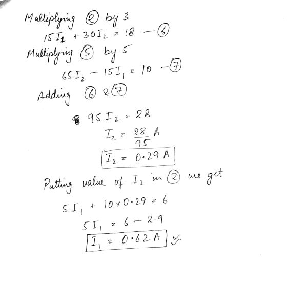 3 Multiplying @ by 3 18. 6 z + 3012 15 Is 5 Multiplying ③ by 5 7 651, - 151, 2 10 - Adding @ & 95 I 2 28 Izo 28 95 1, = 0.29