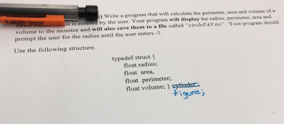 Write a program that will calculate the perimeter, area and volume of a is is entered by the user. Your program will display
