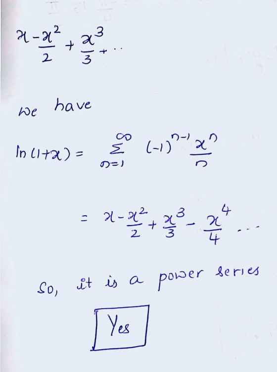 We have In uita) GEO 6-n =*=*** so, it is a power series Yes