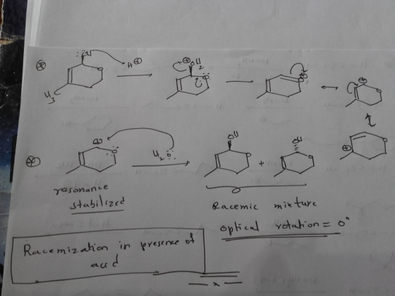 4 a resonance stabilized Racemic optical mixture rotation = oo Racemization in presence of I aud acud
