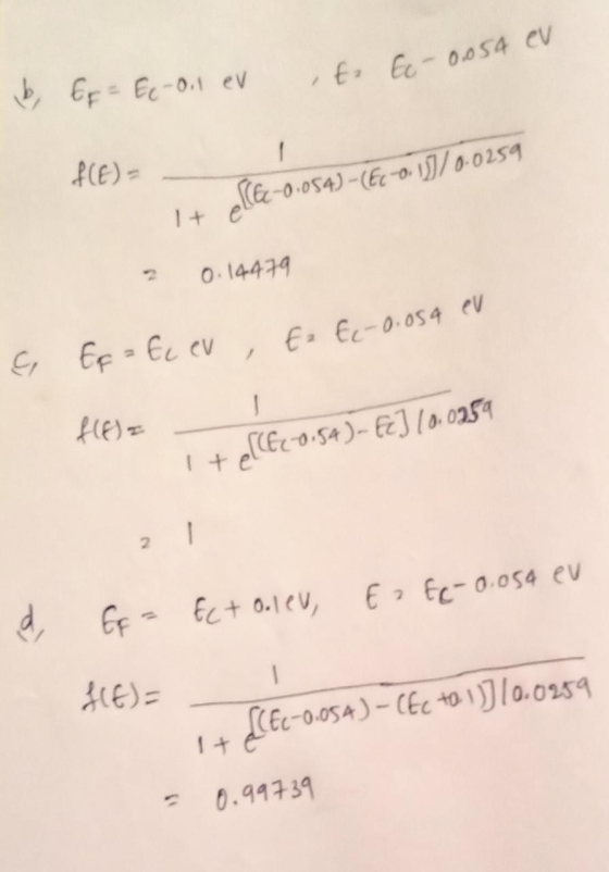 ,to Ec- 0.054 e b, Gr= Ec-oil ev f(E)= It (E-0.054)-(E6-0.153/0.0259 2 0.14479 EF = Ec ev , G E2 E(-0.054 eu f(E)= 20:54)-6]