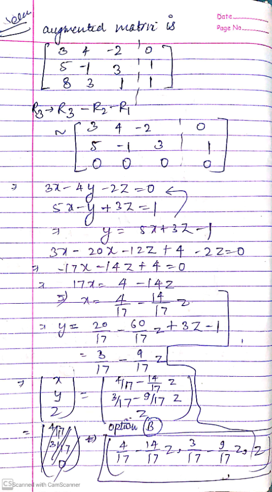 Jelu, matria is Date Page No. augmented -2 4 5-1 8 3 3 - O 3 o F R R 3 - R - R 3 4 -2 5 - o O 0 31-44-22=0 € sx-y +22=17 y =