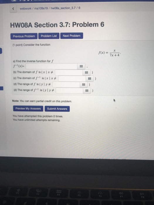 webwork/ ma109s19/hw08a section 3.7/6 HW08A Section 3.7: Problem 6 Previous Problem Problem List Next Problem 1 point) Consid
