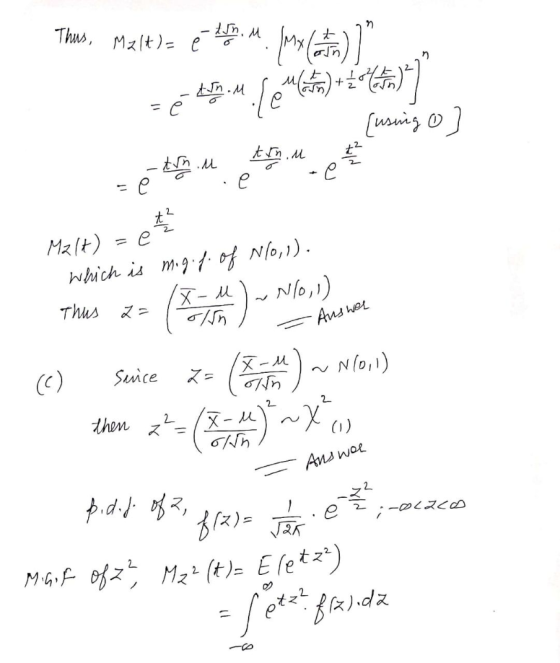 Thus, Malt)= é en =é domy.. seulement latem) 1 [using o] - Asn.u tonu + Mz1t) = en which is mig.f. of N/0,1). Thus z= (x - 1)