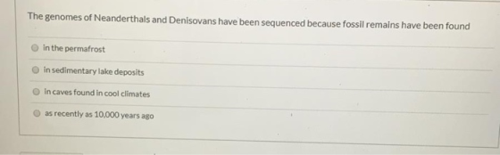 The genomes of Neanderthals and Denisovans have been sequenced because fossil remains have been found in the permafrost in se