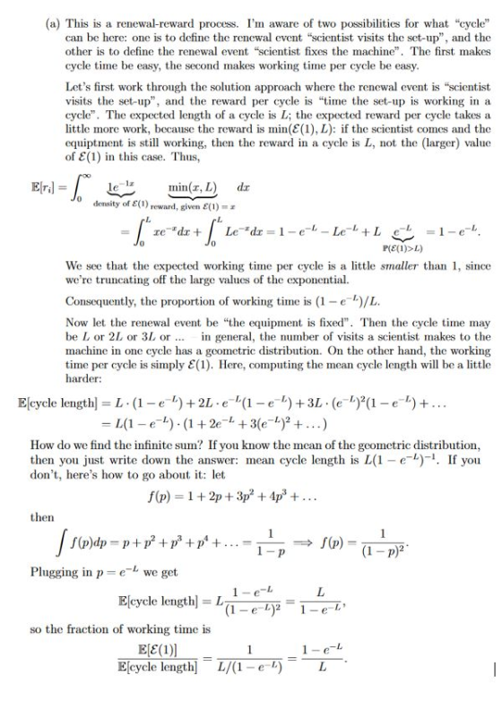 a) This is Im aware of two possibilities for what cycle rene can be here: one is to define the renewal event scientist vis