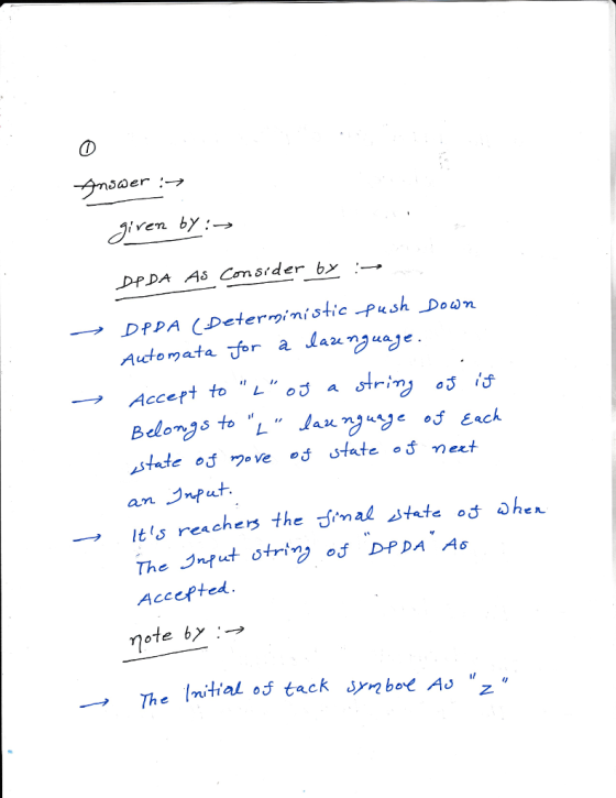 verr (b DpPA (Determini stic-push-Down Aucfomafa ve of state o an nput → Its reaches the Accefted 110 oTe