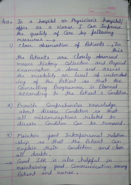 Date Pace hos m a hospital a Physicians hospital obbice as a Nurse I anfnthou。 9 1) close Patients his atiants asra losely ohserved and Physal nisdone and 34 the 9 1ng knars lodge abaut disase Condition Jo that Manta daukits. Patiant and nurse.