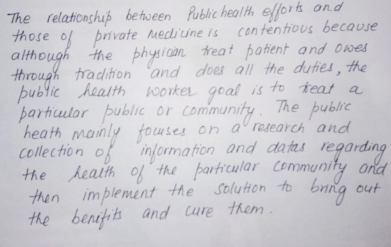 The relationshup befhween Public healh elfort ond those of private nediune is cantenthous becquse altho the physian reat paen