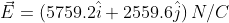 \vec{E}=(5759.2\hat{i}+2559.6\hat{j})\,N/C