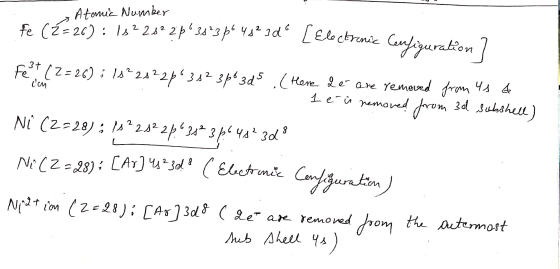 Atanic Number Fe (Ź=207:18? 20°2ß€ 34*3 f6 482 3d [Electronic Cente tion Feet (2=26): 13²24²2p% 31² 3p 3ds (Here de are remo