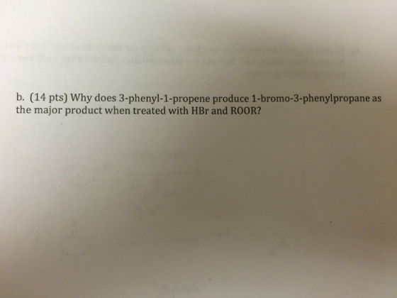 Why does 3-phenyl-1-propene produce l-bromo-3-phen