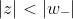 \begin{align*}|z|<|w_-|\end{align*}