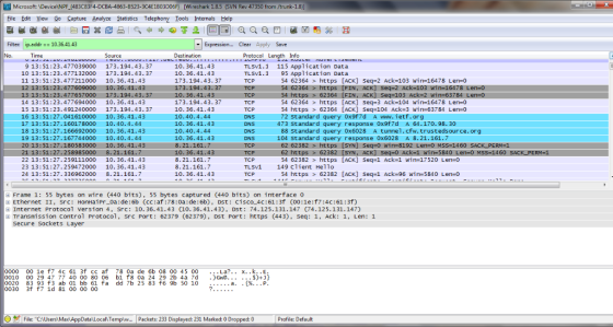 Microsoft: VDevice NPF_(483C83F4-DCBA-4863-8523-3C4E1803D06F) Wireshark 18.5 (SVN Rev 47350 from /trunk-1.8)] Eile Edit View