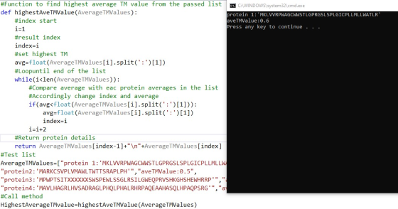 #Function to find highest average TM value from the passed list e C:\WINDOWS\system32\cmd.exe def highestAve TMValue (Average