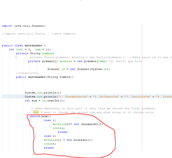 import java.util.Scanner //import java.util.Vector//esto tampoco public class entrenador i int cont 0, tm - ll: private Strin
