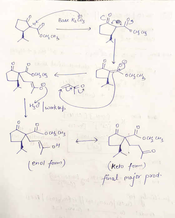 cicai Bau Kz Co3 CH C OCH, CH3 осн, с с 6) প पिस (Keto fom) (enol fom) finad major prod bor