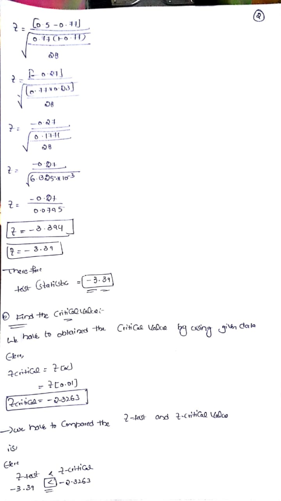 7. 60.5-0.11) [.100.10) No No 03] V 08 -0.01 11-10 ✓ OB 2 395-4103 2: -0.91 0.0795 [7--0.894] 7 = - 3.89 Therefore test (stat