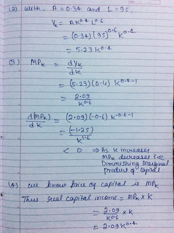 Date With A = 0.34 and L=95 Y = AKO A LOG - (0:34) (959066 ko - 5.23 K0.4 - DYK 3) MPK dk = (5:23) (0:4) KO-4-1 2.09 ko.6 dk