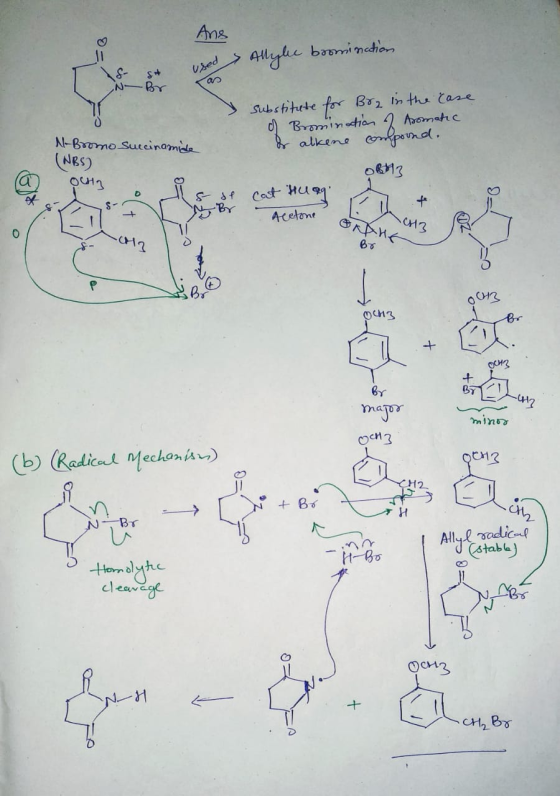 Ans baimehon 4lyhe Used N- BY Subshtute for Br2 In the Cane Bromin tian Aematc alkene penal NBrmo Succinamde NES) Cat Hu Acet