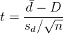 t= d-D sa/n