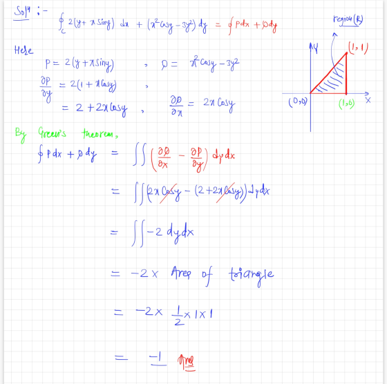 Soll i $ 218+ a Siny) da + ( 2² Cosy - 342) dy = region (B) у Р4, tody MY 2 p= of Cosy - 342 는 > nx Hele P= 2(y +asiny OP 2(1