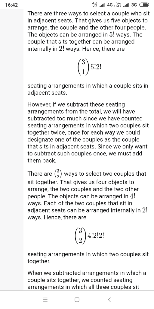 16:42 There are three ways to select a couple who sit in adjacent seats. That gives us five objects to arrange, the couple an