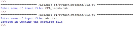 == RESTART: F:/Python Programs/GPA.py Enter name of input file: GPA input.txt == RESTART: F:/Python Programs/GPA.py Enter nam