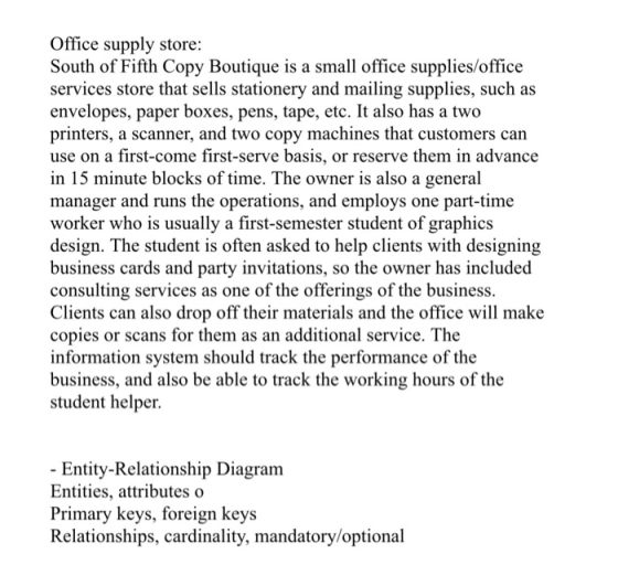 Office supply store: South of Fifth Copy Boutique is a small office supplies/office services store that sells stationery and
