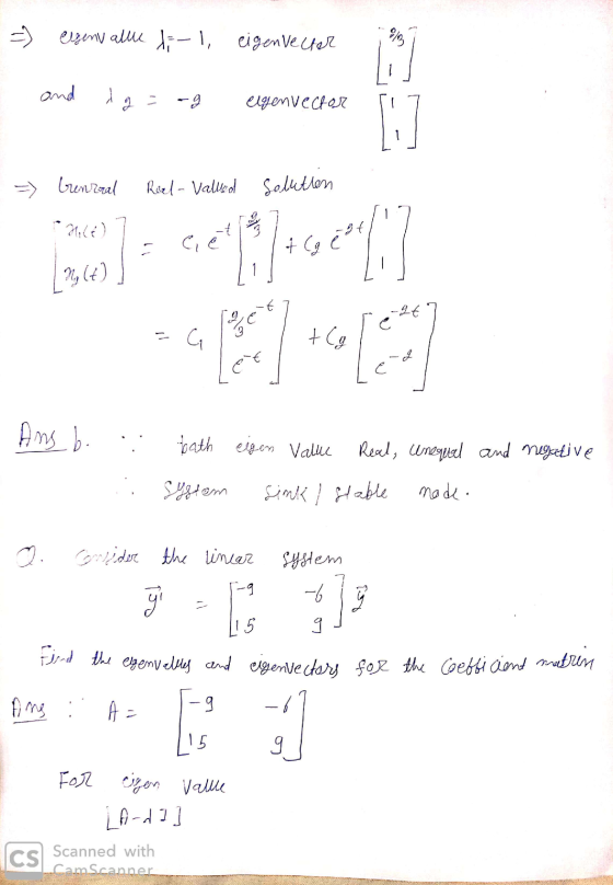=) elgenvalle dil, eigenvector 913 and g -g eigen vector 1 bunrral Reel- Valled Solletion 130) - cieply?46:24 | % C +Cg et An