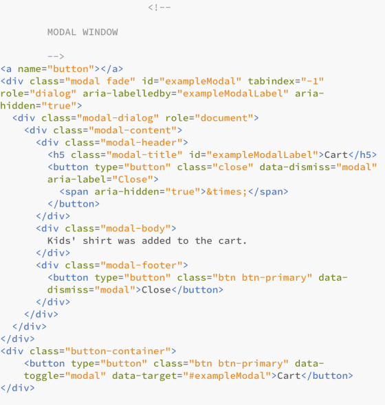 MODAL WINDOW くa name=button></a> <div class-modal fade id-exampleModaL tabindex--1 role-dialog aria-labelledby-exa