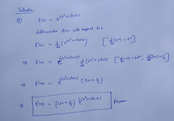 Solutions 6x² +2lner) h(x) = differenciate hors with respect tox flow ficcatores) [![C = er] => flas erteleno) d. (6-4 slow)