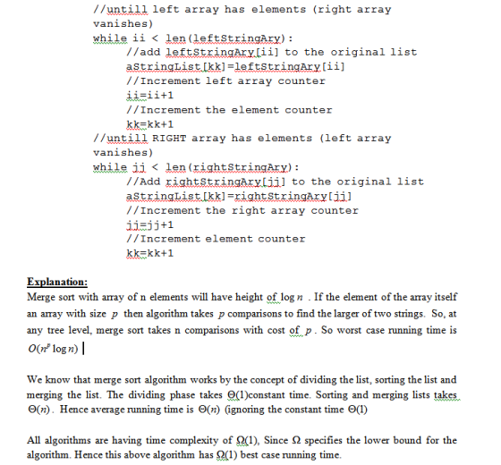 /luntil1 left array has elements (right array vanishes) while 11 < len (left StringAry): //add leftstringAry[ii] to the origi