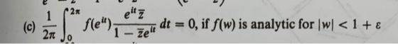 (c) = el z fle), on dt = 0, if f(w) is analytic for \w\< 1 + 8
