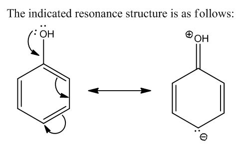 The indicated resonance structure is as follows: : OH OH