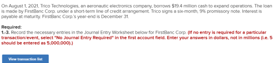On August 1, 2021, Trico Technologies, an aeronautic electronics company, borrows $19.4 million cash to expand operations. Th