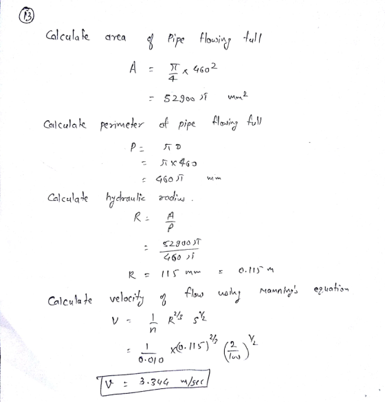 Calculate area ชื่ Pipe flou OuJn - T. 46o 2. 4 Calcvlae ve Vm 0.01 0 3.34 st