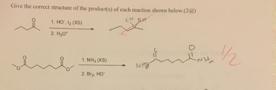 Give the correct structure of the product(s) of ea