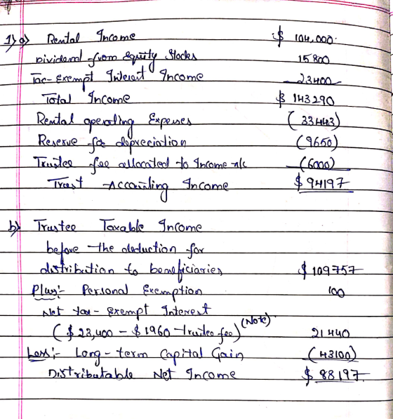 170) Rental Income bividend from equity Stocks Tac-Exempt Iwesent Income Toled Income Rental operating Expenses Reserve for