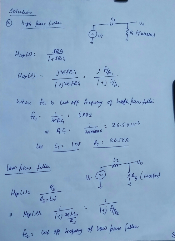 solution high pass filles Vo Su R IT Weeker) Vi Hisple: SRG lesRG j Else HupLf) = jan FRG lejzifha lej Elsen Where for is cu