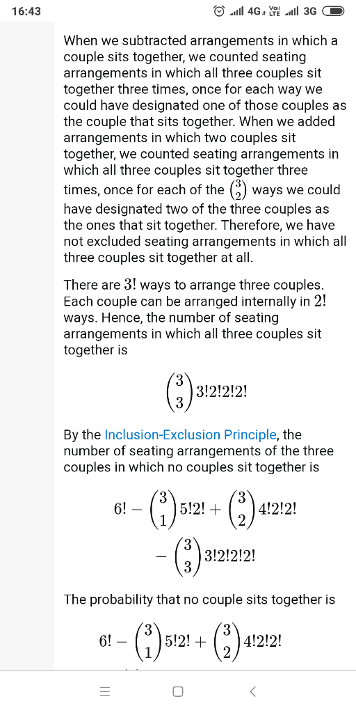 16:43 When we subtracted arrangements in which a couple sits together, we counted seating arrangements in which all three cou