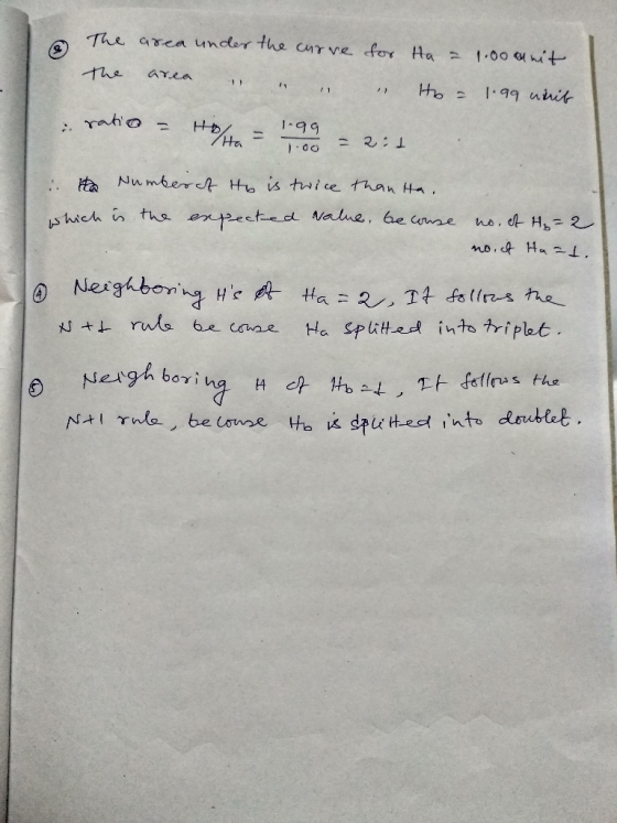 The area under the curve area . . . for Ha = 1.00 unit the . Ho = 1.99 urib ratio = His/Ha = 1.99 = 2:1 Ha Number of Ho is tw