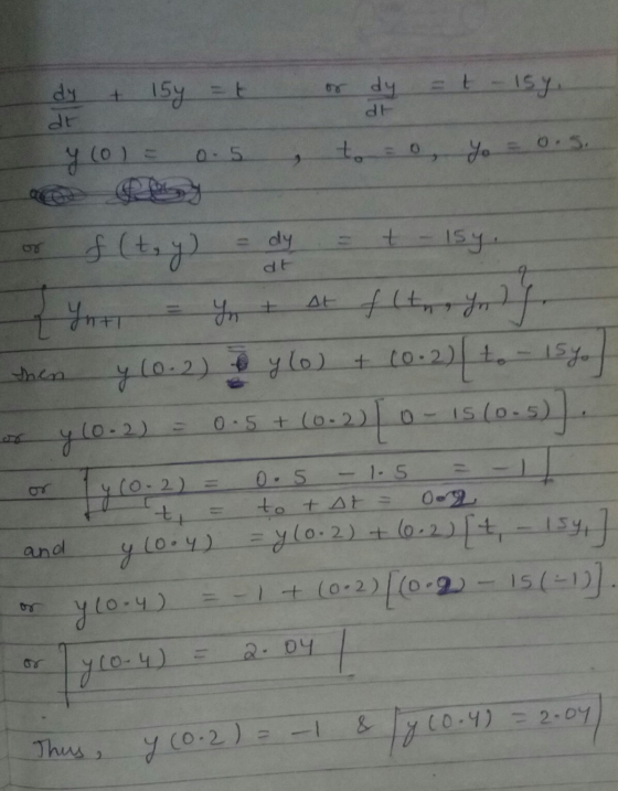 + 15y =t hp Isi 7= dt y (ol= too yo = o.s. t = dy f (ty) 07 dt then SI 0.5 + lo 15y: { You Yo at fitneynes y (0.2) & y lo) +