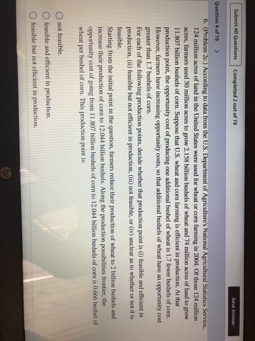 Submit All Questions Completed 2 out of 78 Save Answer Question 4 of 78 > 6. (Problem 2c.) According to data from the U.S. De