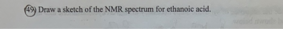 49 Draw a sketch of the NMR spectrum for ethanoic acid.